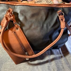 Black Rivet Black and Tan Shoulder Bag